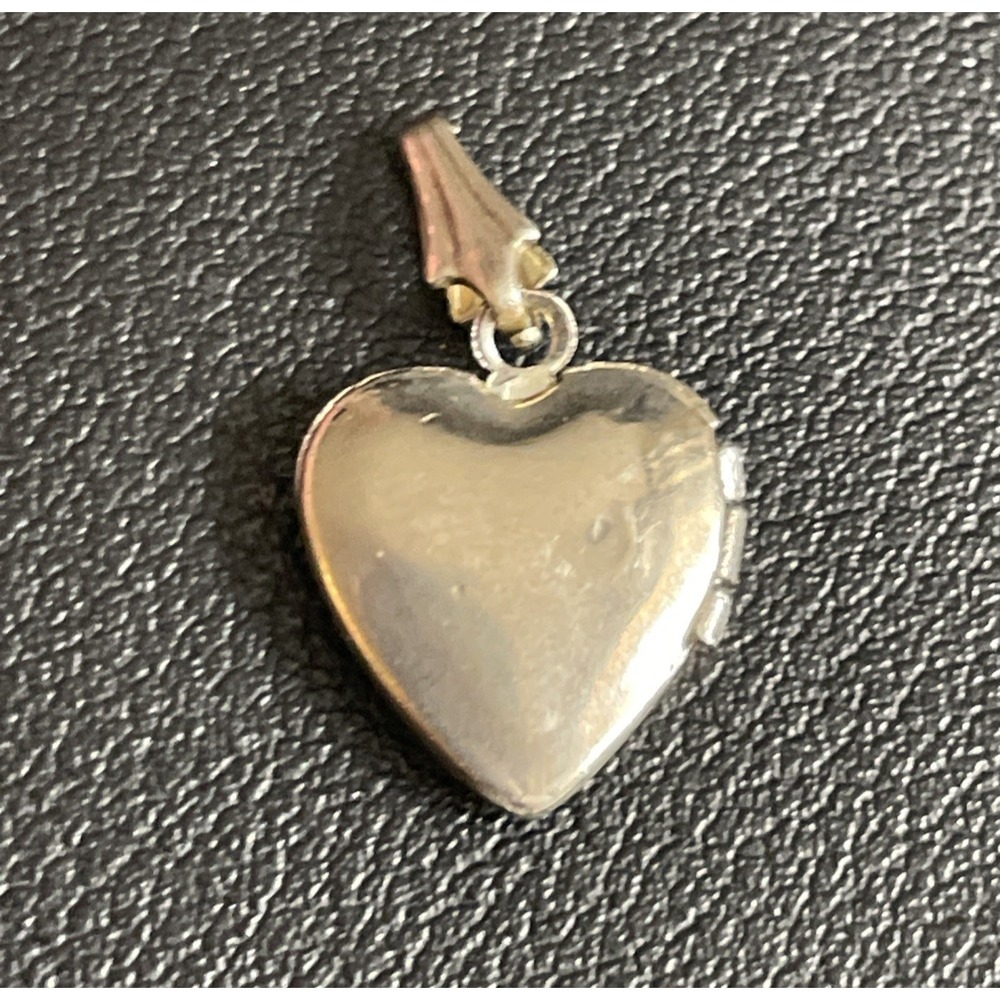Vintage Tiny Locket Charm Pendant Silver Tone Engraved Jewelry Mini Valentines - Picture 3 of 8